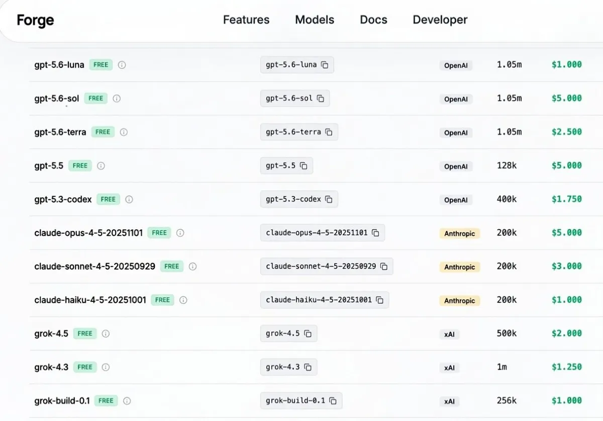 Forge AI Is Giving Away Free Credits to Sample GPT-5.6, Grok 4.5, Kimi K3 and More