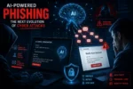 AI-powered phishing attack diagram showing email generation, target profiling, and phishing detection
