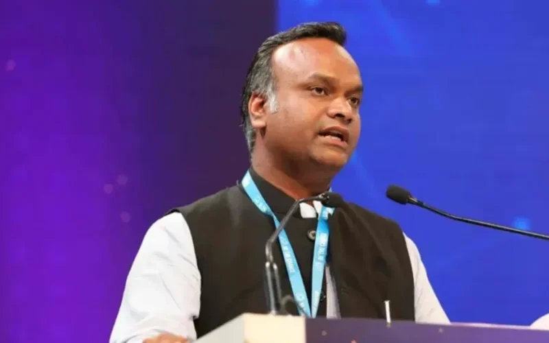 Priyank Kharge speaking at a technology conference on Karnataka Anthropic AI governance collaboration