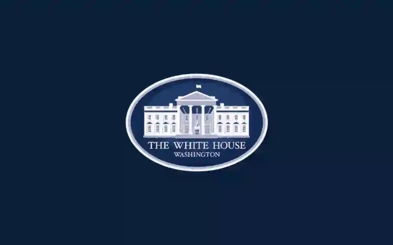 Official White House logo on a dark blue background