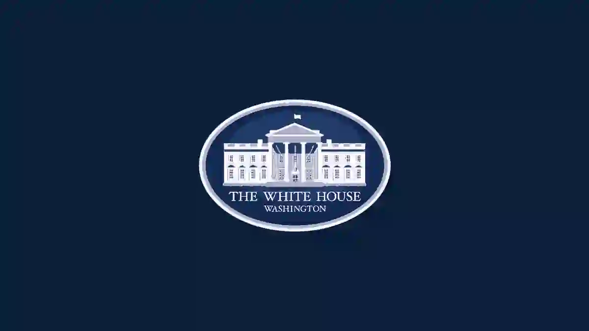 Official White House logo on a dark blue background