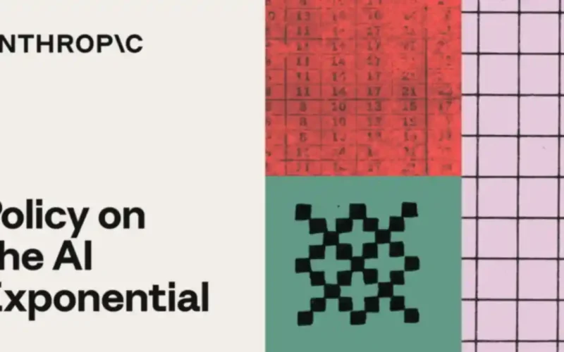 Anthropic's official Policy on the AI Exponential artwork with a calendar grid and checkered pattern