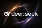 DeepSeek whale logo and wordmark in white on a dark background with orange and violet light arcs, from DeepSeek's official API docs social card