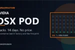 Nvidia DSX POD graphic showing seven Vera Rubin racks in a container with the text 7 racks, 14 days, no price.