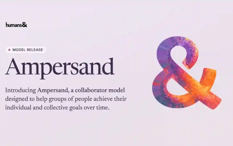 Official humans& Ampersand model release card with a painted violet and orange ampersand