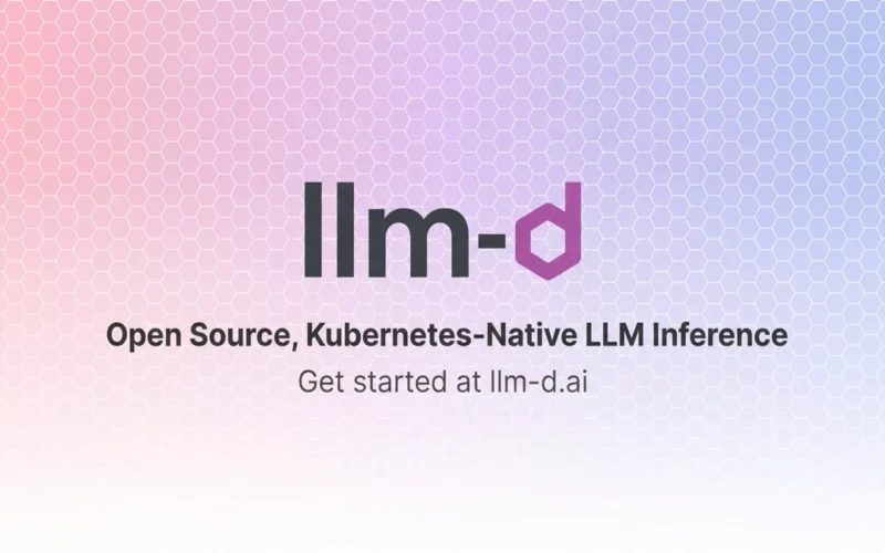 llm-d 1.0 official project social card with the llm-d wordmark and the line Open Source, Kubernetes-Native LLM Inference