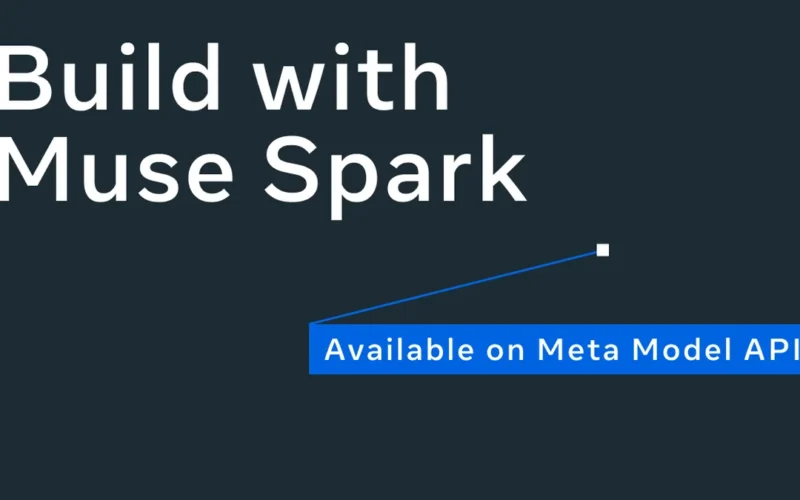 Meta's official Build with Muse Spark, Available on Meta Model API graphic in white and blue on a dark background