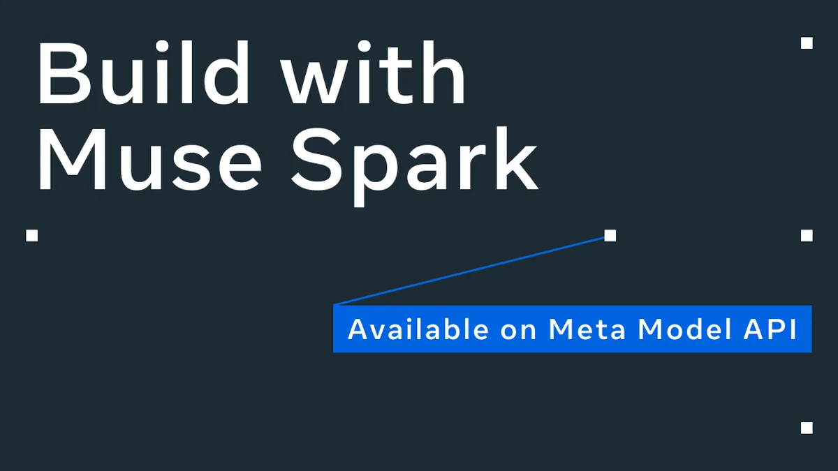 Meta's official Build with Muse Spark, Available on Meta Model API graphic in white and blue on a dark background