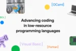 OpenAI's official artwork reading Advancing coding in low-resource programming languages, with COBOL, OCaml, Fortran and Visual Basic labels