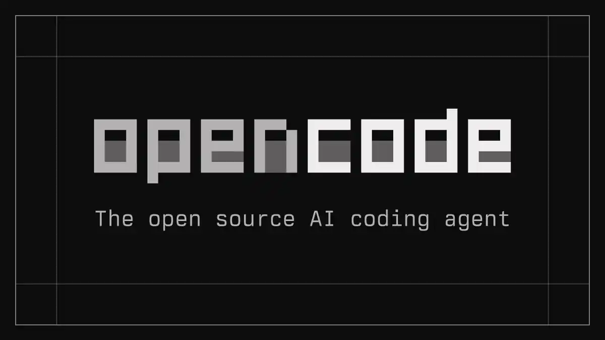 OpenCode logo with the tagline The open source AI coding agent, from OpenCode's official site