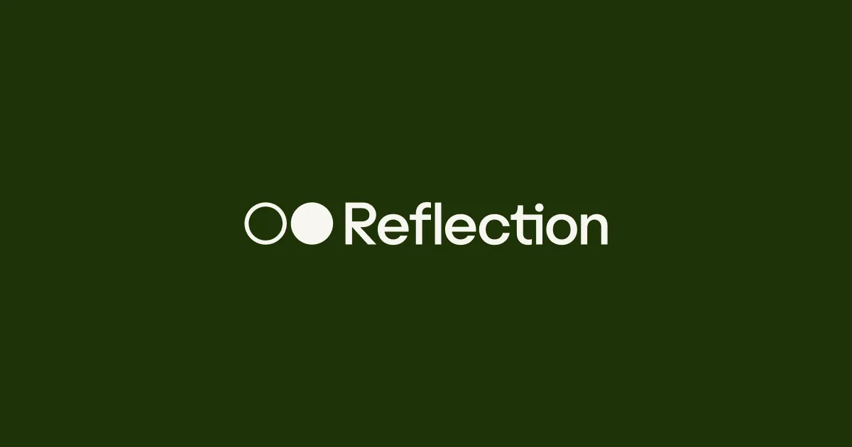 Reflection AI logo in white on a dark green background, from the official Beam model card