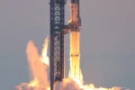 SpaceX Starship rocket igniting during a test flight