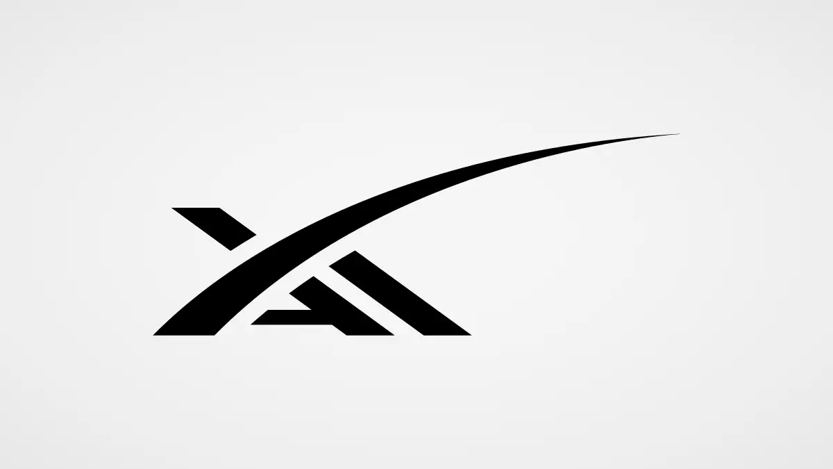 SpaceXAI logo, the xAI letters with the SpaceX swoosh, on a light gray background