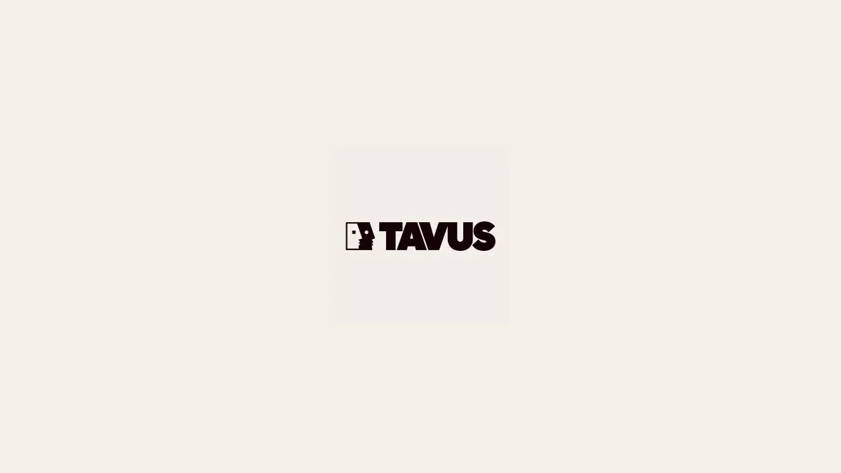 Tavus logo on cream background used for Griffin AI announcement coverage